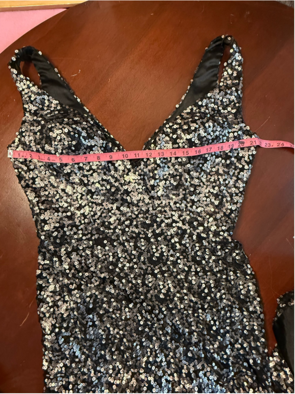 NFINITE FORM Black Silver Sequin Plunge V-Neck Maxi Evening Gown Size 18 - Picture 7 of 11